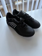 K-Swiss Black  White Tennis Shoes with Classic White Stripes Athletic Footwear