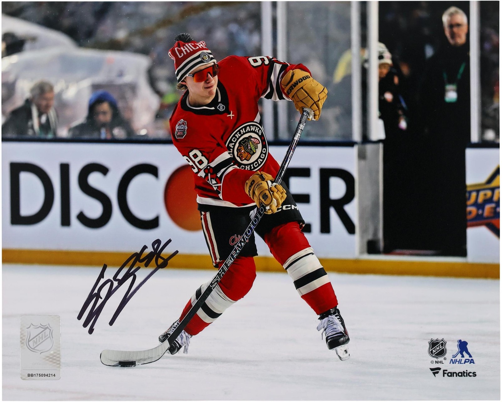 Connor Bedard Autographed Signed Chicago Blackhawks 8" x 10" 2025 Winter Classic Photograph 