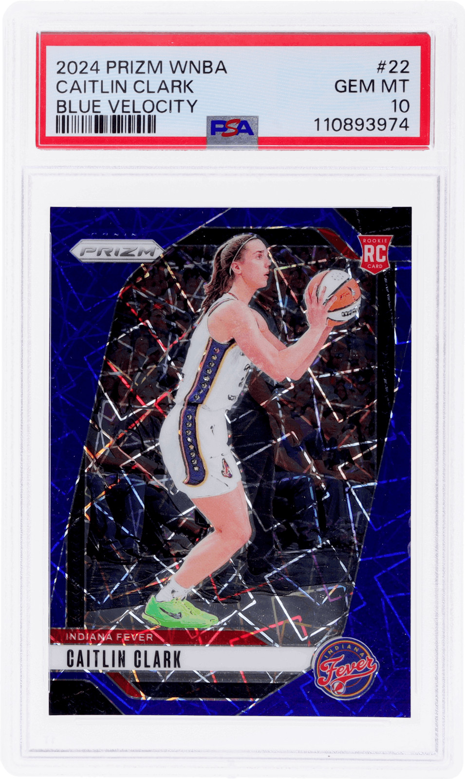 2024 Panini Prizm WNBA Caitlin Clark Blue Velocity Prizm #22 PSA 10