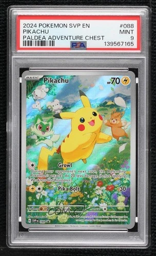Pikachu (Paldea Adventure Chest) Holo Pokémon Scarlet & Violet Black Star PSA 9