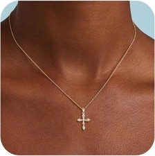 Cross Necklace for Women 14K Gold  Silver Plated Cross Pendant Necklace Trendy