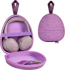 Hard Shell Headphone Case with Secure Strap and Cable Pocket, Purple