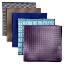 5-Piece Assorted Men's Silk Pocket Squares Handkerchiefs Set Formal Wedding