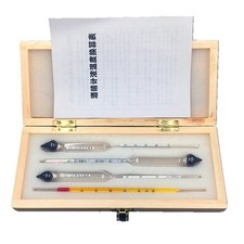 High Quality Wooden Box Set with Alcohol Meter Thermometer and Conversion Chart