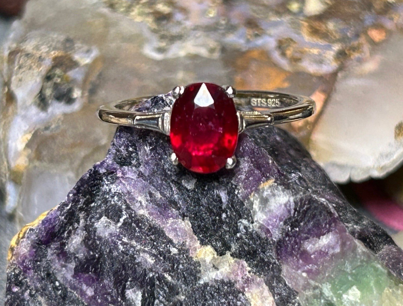 STS CHUCK CLEMENCY Sterling Silver & Ruby Solitai… - image 1