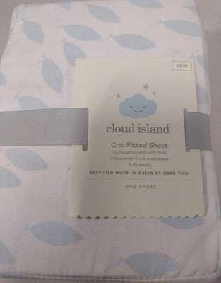 Standard Crib Fitted Sheet Cloud Island  100% Cotton  Mattresses (Light Blue)