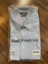 Paul Fredrick Non-Iron Two Ply Cotton Light Blue Classic Dress Shirt BRAND NEW