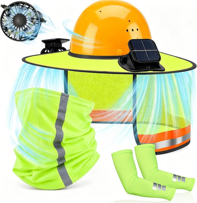 1 Set Hard Hat Sun Shade with 2 Solar Fans,Full Brim Sun Visor with Neck Gaiter