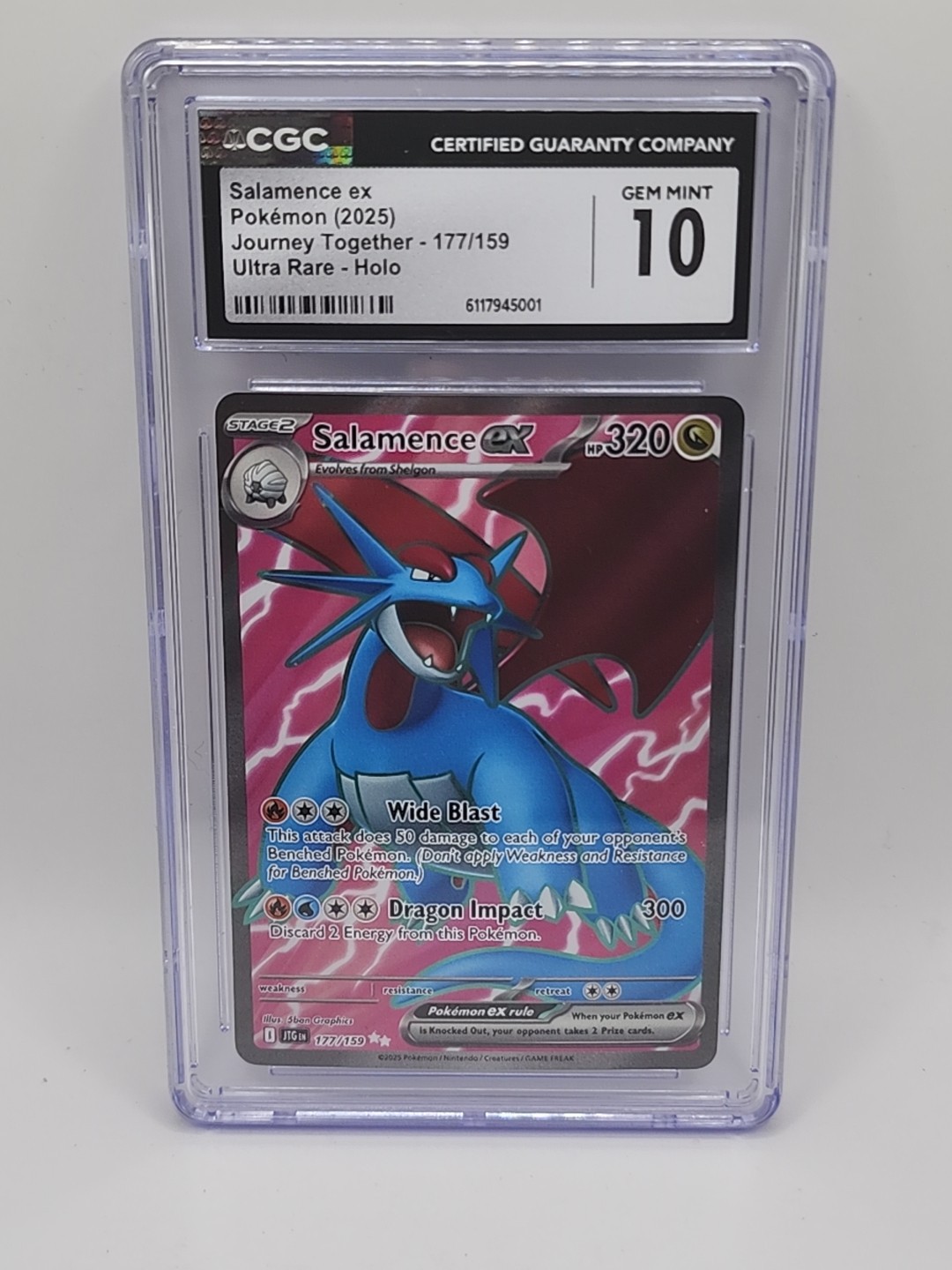 Salamence EX 177/159 - 2025 Pokemon Journey Together Ultra Rare Holo CGC 10