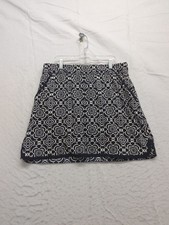 Talbots Womens Navy White Floral A-Line Skirt Size MP Elastic Waist Made In Jo