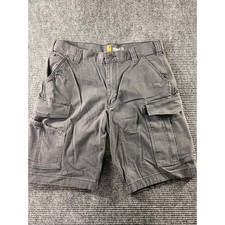 Carhartt Mens Relaxed Fit Cargo Shorts Gray Cotton Canvas Workwear Size 35