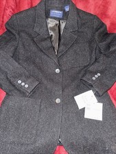 NWT 149 Vtg 90  s Liz Claiborne LizSport Charcoal Wool Blazer Jacket M Petite
