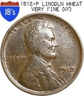 1912 (P) Lincoln Wheat Cent Penny 1c - Very Fine (VF)