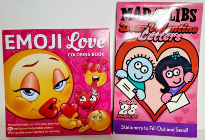 2 Pack Mad Libs Dear Valentine Letters + Emoji Love Coloring Book Brand New