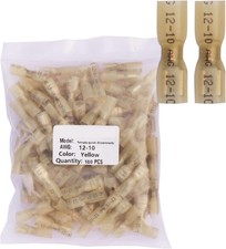 100pcs Yellow Heat Shrink Female Spade Connectors AWG 12 10 Gauge Insulated