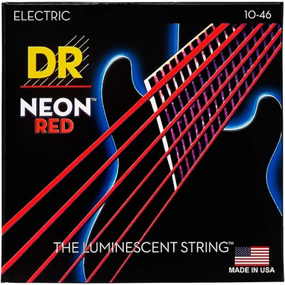 DR Strings HiDef NEON Red Coated Medium (1046) Electric Guitar Strings