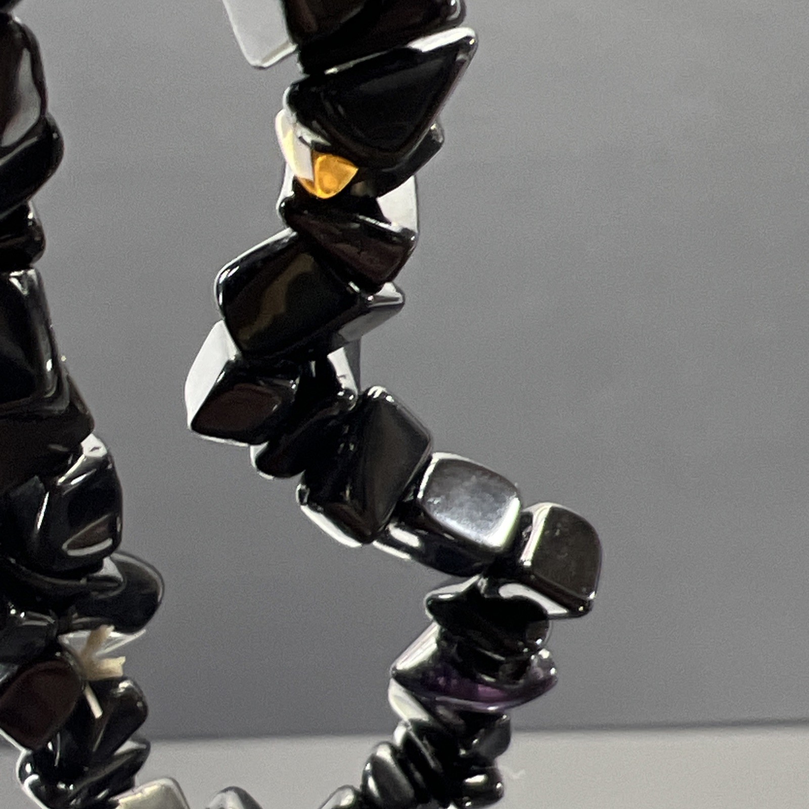 4 Black Obsidian Stackable Stretch Bracelets Vint… - image 8