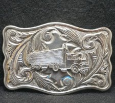 XB21118 VINTAGE 1970s SEMI-TRUCK 18-WHEELER TRUCKING ARTWORK MENS BELT BUCKLE