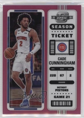 2022 Panini Contenders Optic Season Ticket Pink Prizm /75 Cade Cunningham 0su2