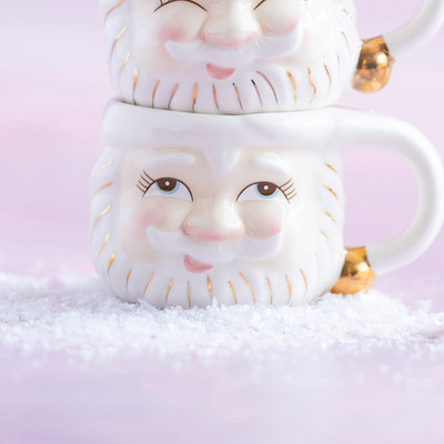 Glitterville Papa Noel Open Eyes Santa Claus Mug - White Cream (2021)