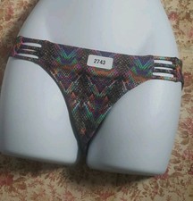 Multicolor Animal Print Swimwear Bikini Bottom Cheeky Hipster Strappy Medium