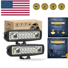 LED Pods 2PCS 6 Inch 60W Flood Spot Beam Combo Light Bar Driving Fog Off Road...
