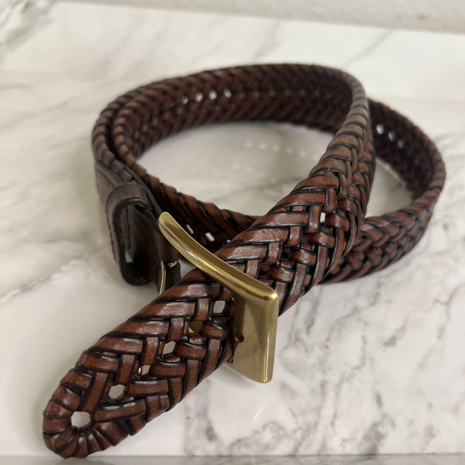 Men's Size 34 Dockers Brown Braided Leather Belt