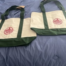 2x Trader Joe's Reusable Canvas Eco Tote Bag Heavy Duty Bag Green NEW