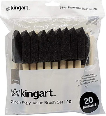 KINGART 242-20 Foam 20 Pc. Value Pack 2'' Brush Set, Short Set of 20, Black 