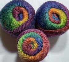 Job lot knitting crochet yarn 3x Ball 100% Pure Wool Rainbow Yarn Striped KL1133