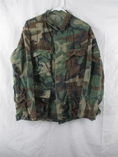 100% Cotton BDU Shirt/Coat Medium Regular Hot Weather Ripstop Woodland Camo Army