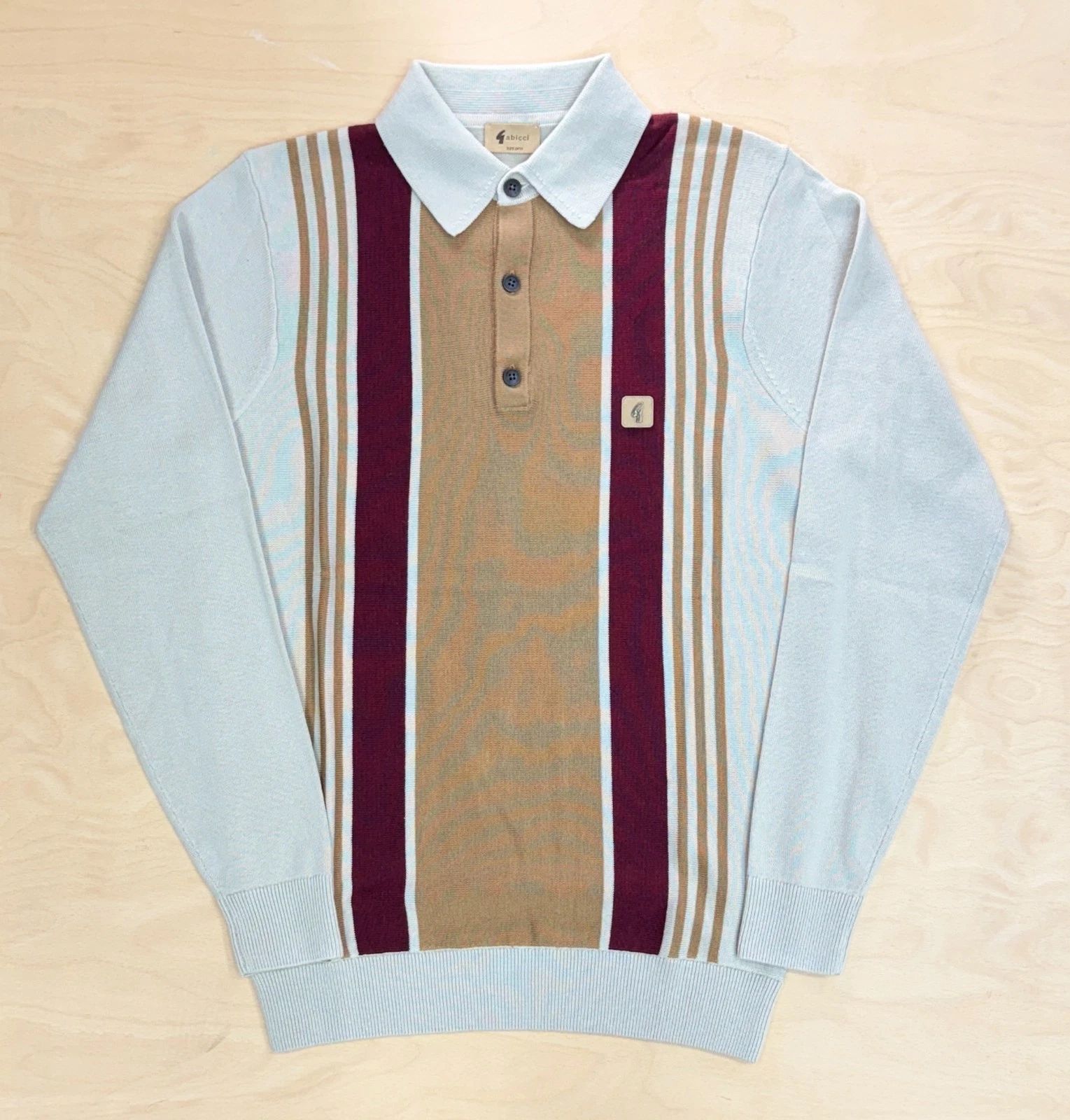 Gabicci Vintage V55GM00 Mens Searle Long Sleeve Knitted Polo LINEN Brown