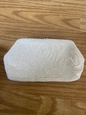 Vintage Magid White Beaded Evening Bag Clutch Hand Beaded In Japan Retro Classic