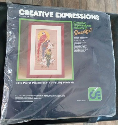 Vtg 1983 Creative Expressions Stitchery Kit #3849 ''Parrott Paradise'' 12''x24'' NOS