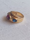 Etruscan Ring Gold Plated Ruby Emerald Sapphire Simulated Stones Sz 6 High End — photo 5