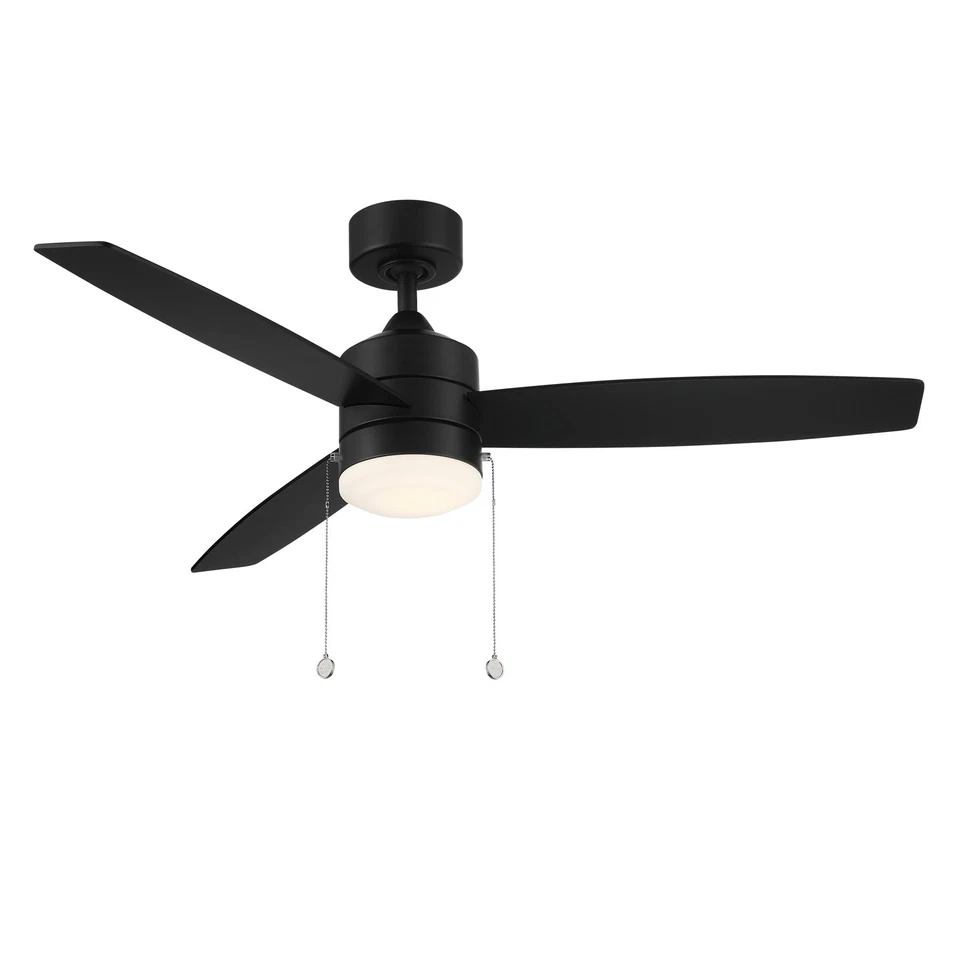 WAC Atlantis Indoor and Outdoor 3-Blade Pull Chain Ceiling Fan 52in Matte Bla... - Image 2 of 4