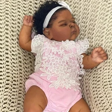 19" Realistic African American Reborn Baby Girl Doll Lifelike Newborn Vinyl Body