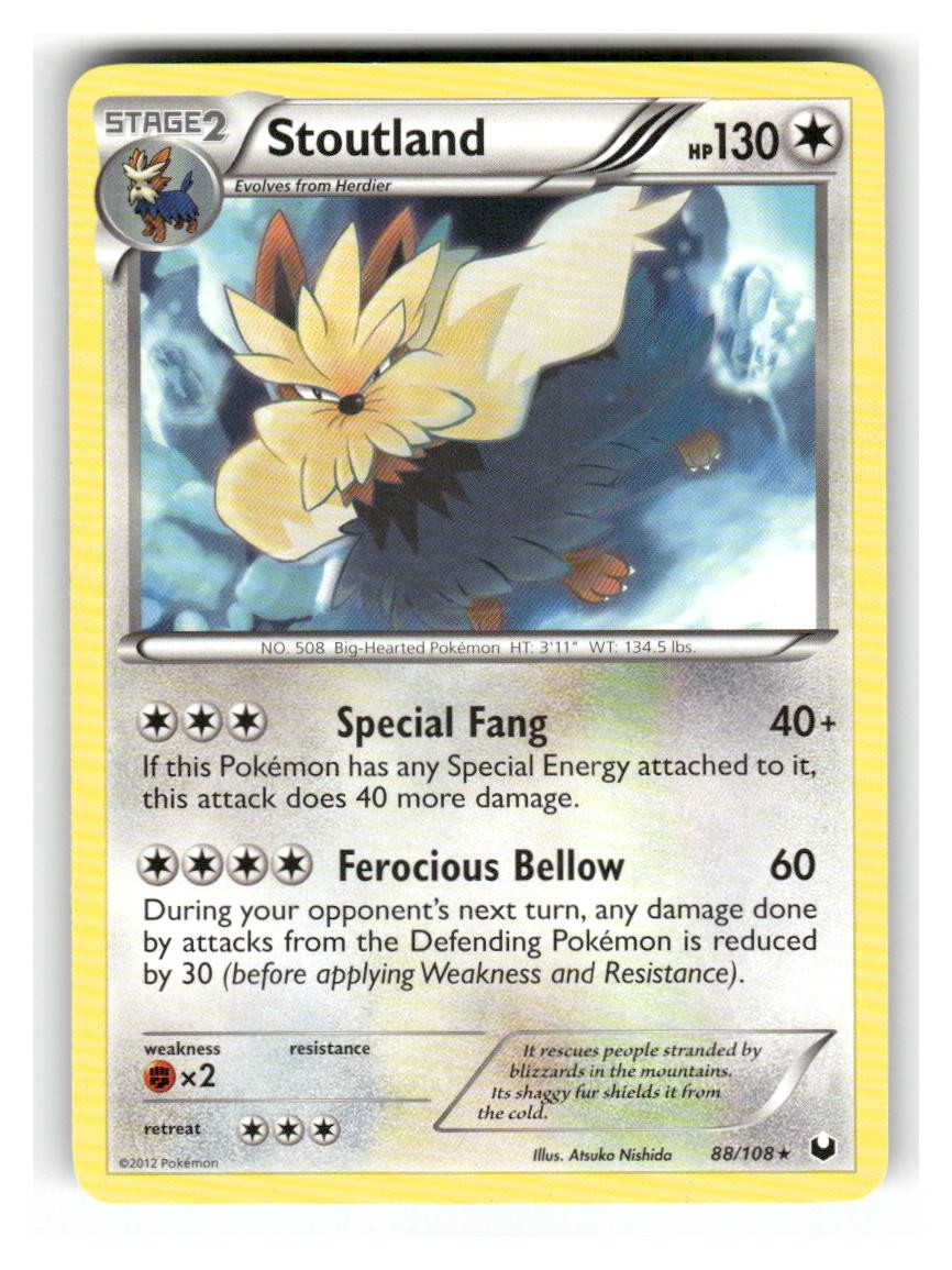 Stoutland 88/108 Rare Dark Explorers Pokemon Lightly Played