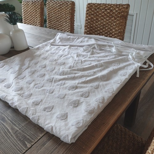 Roller Rabbit x Pottery Barn Teen Tufted Hearts Duvet Cover White Twin Jacquard