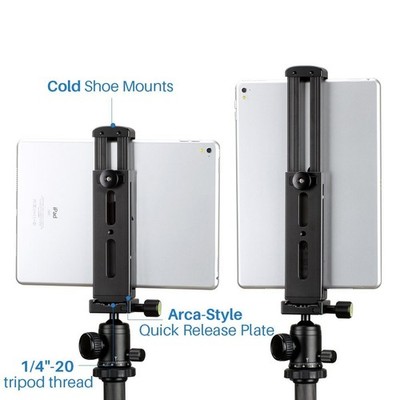 U-Pad Pro, Universal Metal Phone & Tablet Tripod Mount | Heavy Duty | Cold Shoe