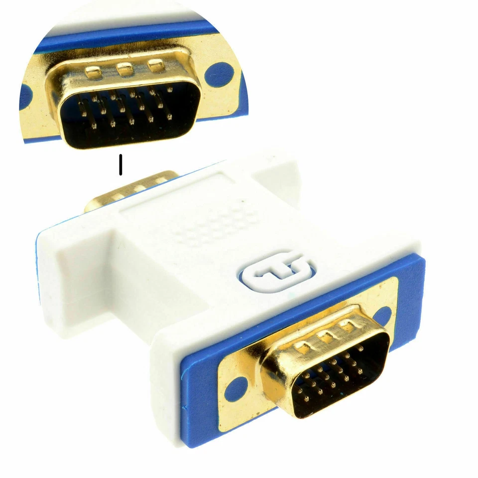 PRO VGA Kupplung Stecker auf Stecker Stecker 15 Pin Video SVGA Joiner VERGOLDET