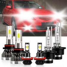 6x Led Headlight Bulbs Combo Fog Light White Kit 6000k For Mazda 3 2004-2008