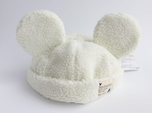 Japan Tokyo Disney Resort Ears Mickey limited Fluffy Winter Cap Hat White 58cm - Picture 2 of 11