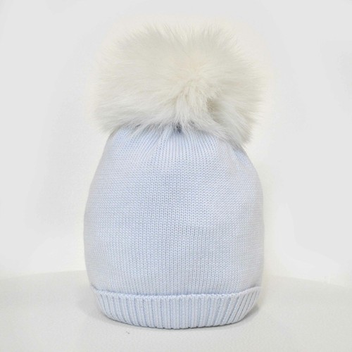 Cappello in Lana con Pon-Pon in Volpe Celeste Unisex Creazioni Luana 820A |  eBay