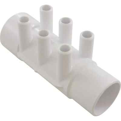 Waterway Plastics Manifold 3/4'' Smooth Barb, 6 Port, 2'' Slip x 2'' Spigot 672-494