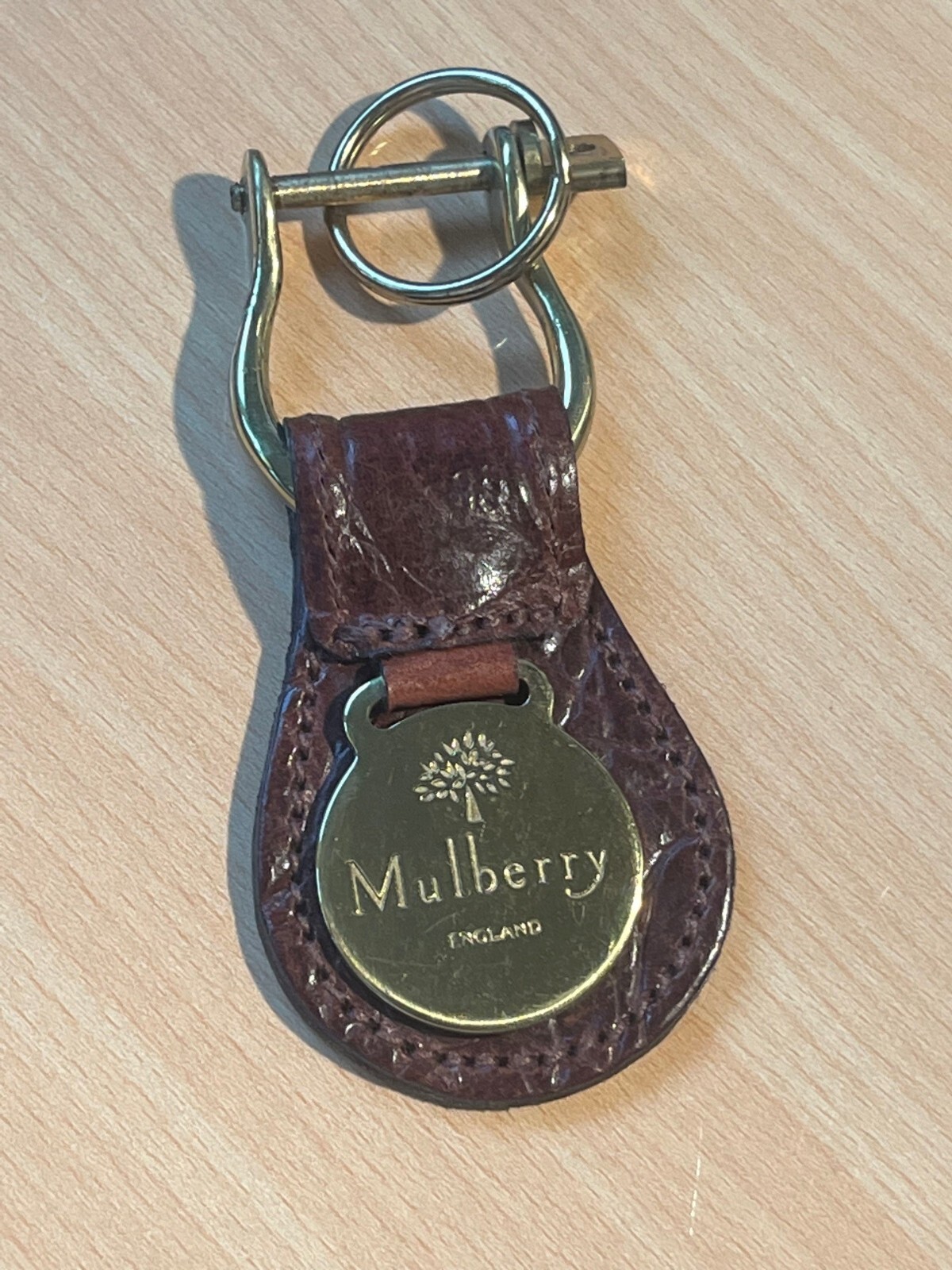 VINTAGE PLUM BROWN LEATHER MULBERRY KEYRING BAG CHARM FOB TAG England eBay