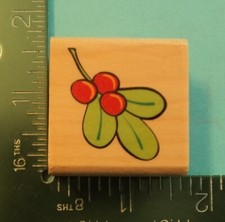 HOLLY LEAVES and BERRIES Christmas Rubber Stamp