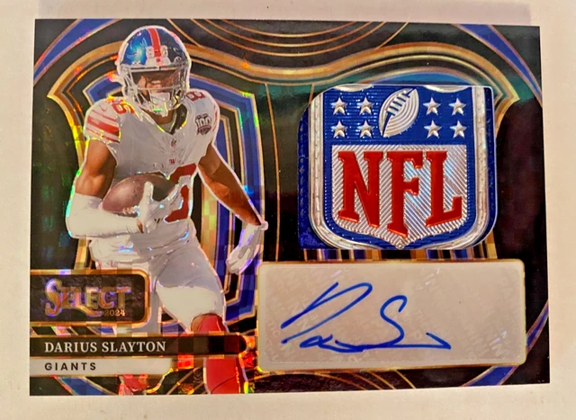 2025 SELECT DARIUS SLAYTON NFL SHIELD JUMBO SIGNATURE SWATCH AUTO 1/1 GIANTS