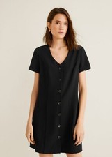 NEW MANGO (Zara Group) Black v neck buttoned Dress size EUR M USA 6