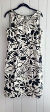 DRESSBARN WHITE BLACK FLORAL SHEATH LINED MIDI KNEE LENGTH DRESS SIZE 8